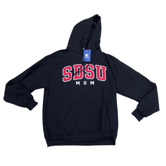 CHAMPION San Diego State Mom Hoodie Sweatshirt LARGE Black Block Letters NWT - Picture 1 of 7